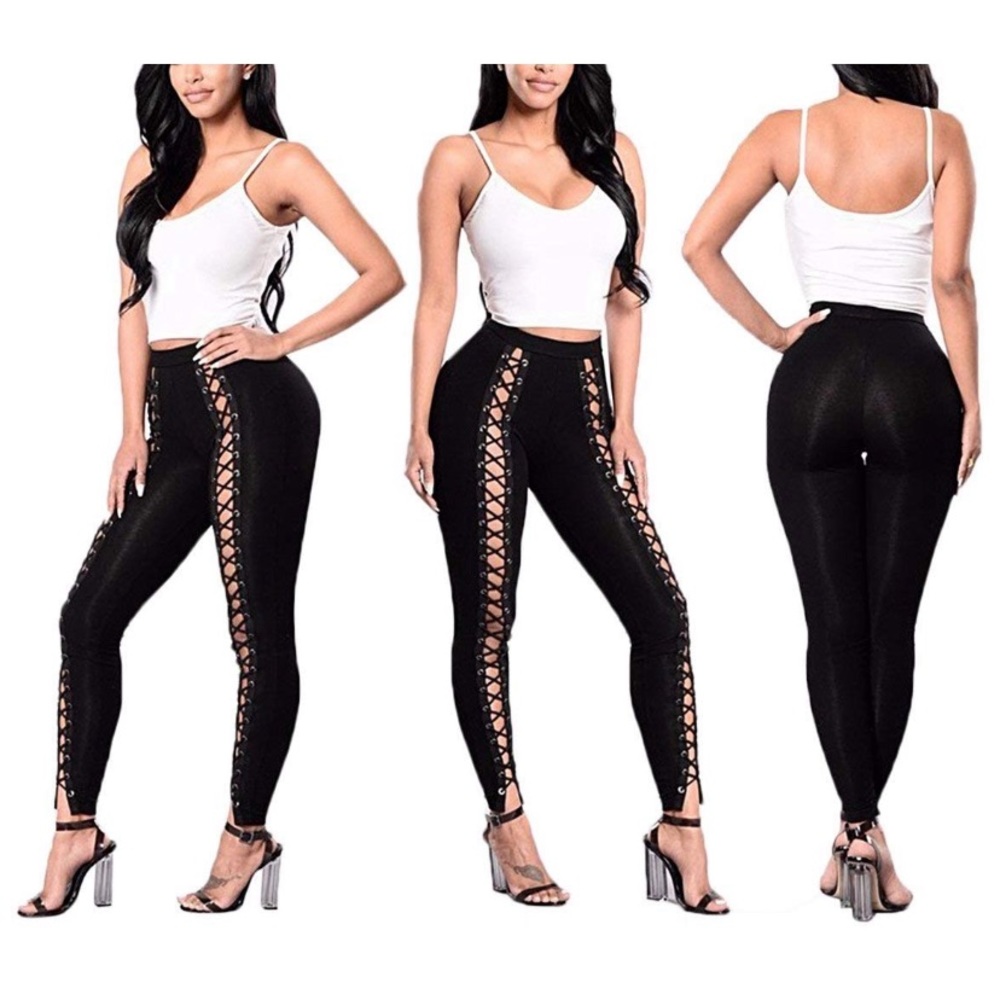 Black Lace Up Leggings size small